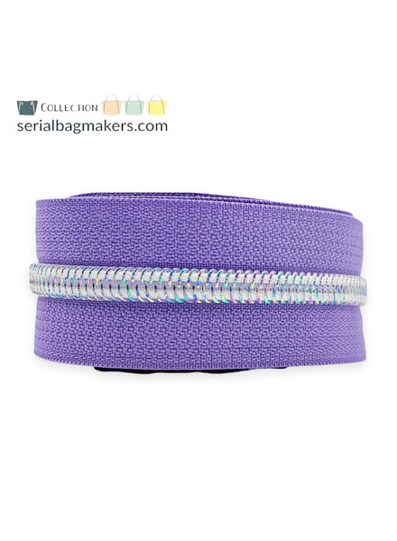 ZipperZoo coil zipper Lila with sparkling white coil #5 (excl. zipper pullers)
