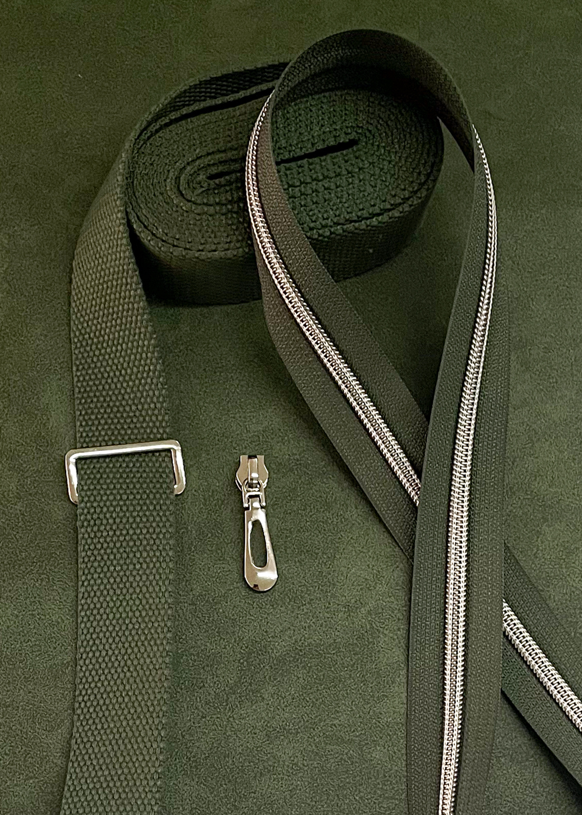 spiral zipper sage green with silver spiral 5 (excl. zipper pullers