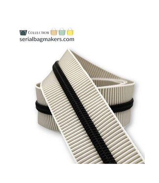 ZipperZoo spiraalrits ZEBRA shell - wit gestreept met zwart spiraal #5 (excl. ritstrekkers)