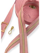 SBM spiral zipper old pink with warm gold spiral #5 (excl. zipper pullers)