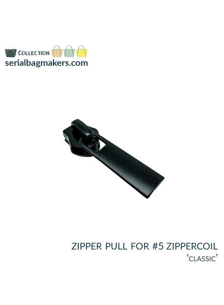 ZipperZoo zipper puller #5 - classic - matt black packed per 3