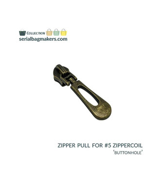 ZipperZoo zipper puller #5 - buttonhole - bronze packed per 3