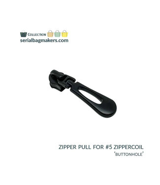 ZipperZoo zipper puller #5 - buttonhole -matte black packed per 3