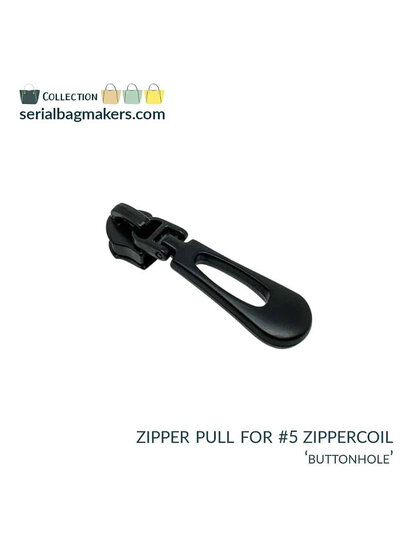 SBM Zipper puller #5 - buttonhole - electro black