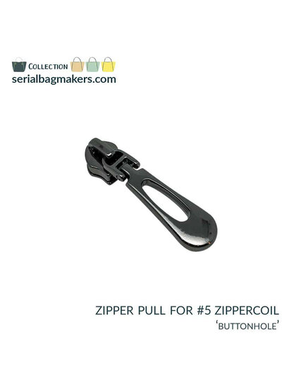 SBM Zipper puller #5 - buttonhole - Gun metal