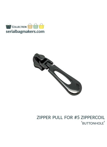 SBM Zipper puller #5 - buttonhole - Gun metal