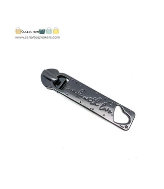 ZipperZoo ritstrekker #5 - made with love - gun metal verpakt per 3