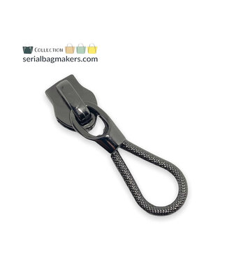 ZipperZoo Ritstrekker #5 - touw - gun metal verpakt per 3