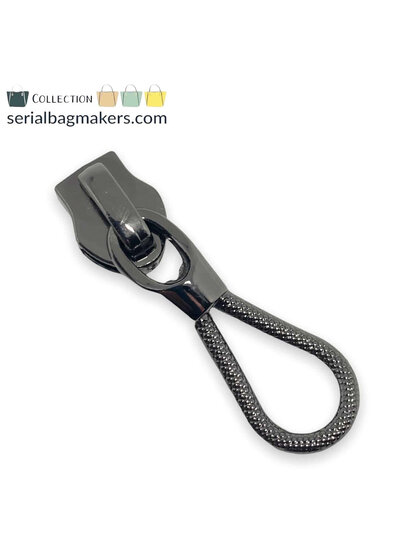 SBM Zipper puller #5 - rope - gun metal