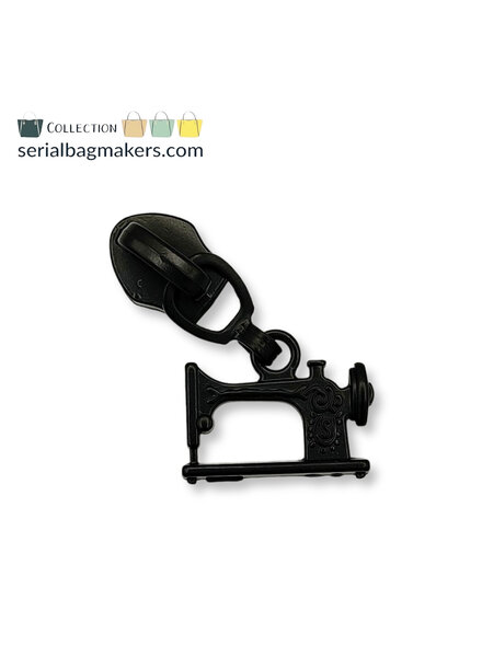 ZipperZoo zipper puller #5 - sewing machine - matt black packed per 3