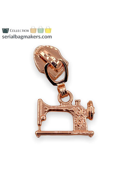 SBM zipper puller #5 - sewing machine - Rose gold