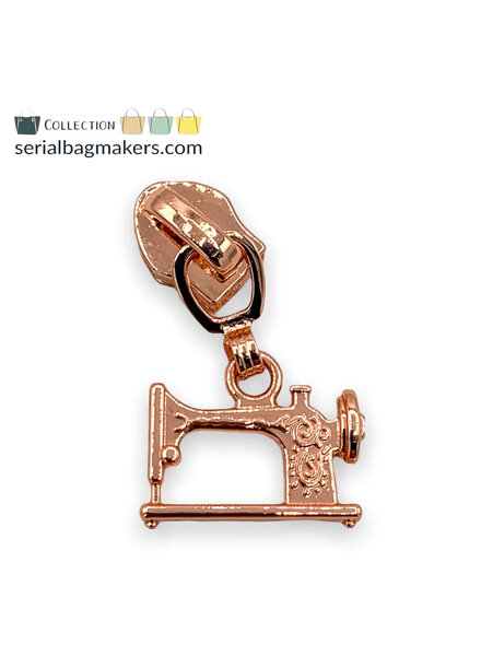 ZipperZoo zipper puller #5 - sewing machine - rose gold packed per 3