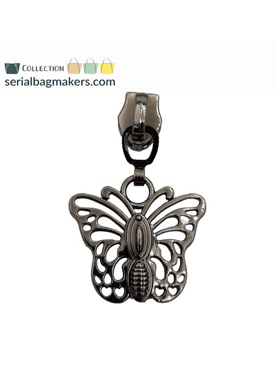 ZipperZoo Zipper puller #5 - butterfly - gun metal packed per 3