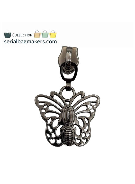 ZipperZoo Zipper puller #5 - butterfly - gun metal packed per 3