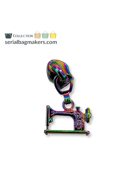 SBM zipper puller #5 - sewing machine - rainbow