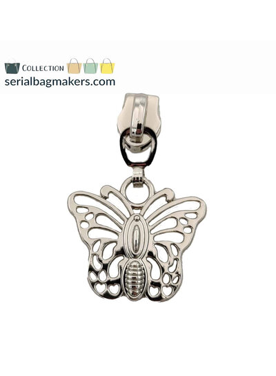 ZipperZoo Zipper puller #5 - butterfly - Nickel packed per 3