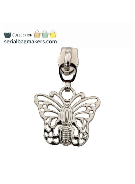 ZipperZoo Zipper puller #5 - butterfly - Nickel packed per 3