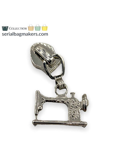 ZipperZoo zipper puller #5 - sewing machine - nickel packed per 3