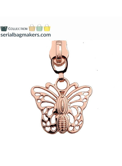 ZipperZoo Zipper puller #5 - butterfly - Rose gold packed per 3