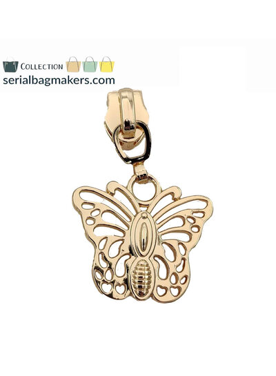 SBM Zipper puller #5 - butterfly - warm gold