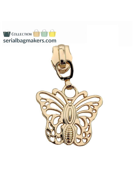 ZipperZoo Zipper puller #5 - butterfly - warm gold packed per 3