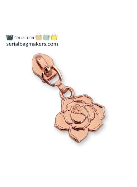 SBM Zipper puller #5 - flower rose - Rose gold