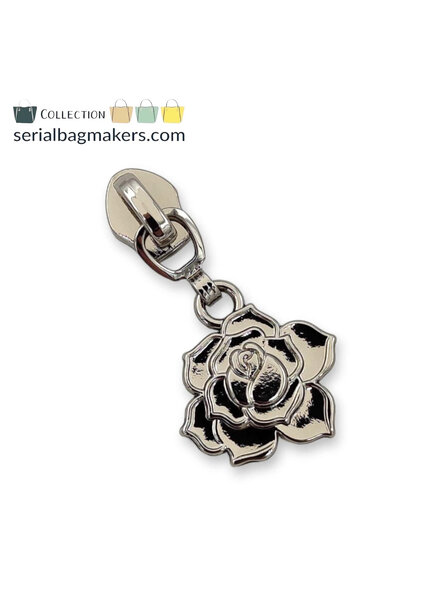 ZipperZoo zipper puller #5 - flower rose - nickel price per 3