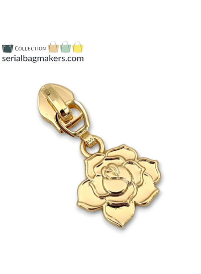 SBM Zipper puller #5 - flower rose - Warm gold