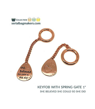 ZipperZoo "She believed..." sleutelhanger - rosé goud