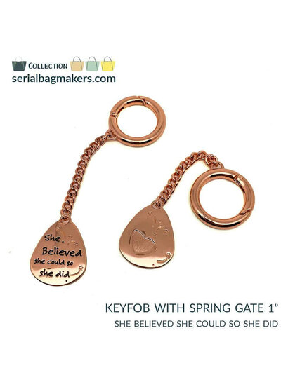 ZipperZoo "She believed..." sleutelhanger - rosé goud