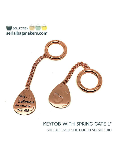ZipperZoo "She believed..." keychain - rose gold