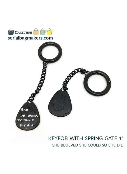 ZipperZoo "She believed..." sleutelhanger - mat zwart