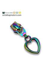 ZipperZoo zipper puller #5 - heart - rainbow packed per 3