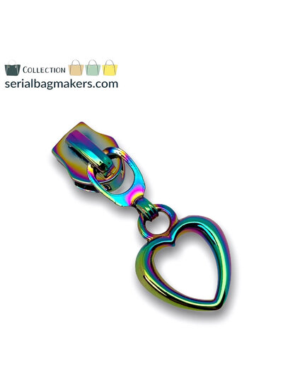 SBM Zipper puller #5 - heart - rainbow