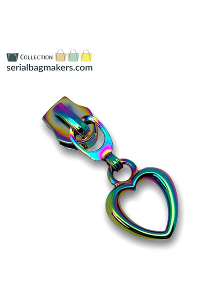 ZipperZoo zipper puller #5 - heart - rainbow packed per 3