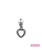 SBM Zipper puller #5 - heart - Nickel