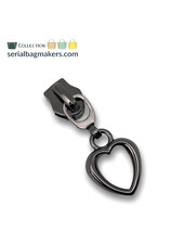 ZipperZoo ritstrekker #5 - hart - zwart nikkel verpakt per 3