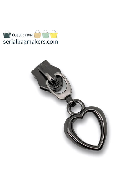 ZipperZoo zipper puller #5 - heart - black nickel packed per 3