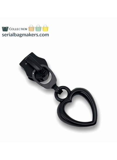 ZipperZoo zipper puller #5 - heart - matte black packed per 3