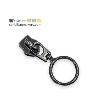 ZipperZoo ritstrekker #5 - ring 10mm - gun metal verpakt per 3