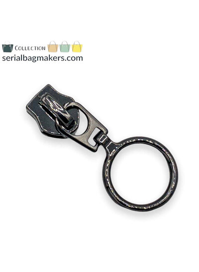SBM Zipper puller #5 - ring - Gun metal