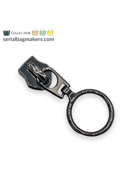 ZipperZoo Zipper puller #5 - ring - Gun metal packed per 3