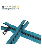 ZipperZoo spiraalrits teal met zwart spiraal #5 (excl. ritstrekkers)