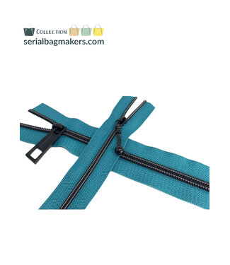 ZipperZoo coil zipper teal with black coil #5 (excl. zip pullers)