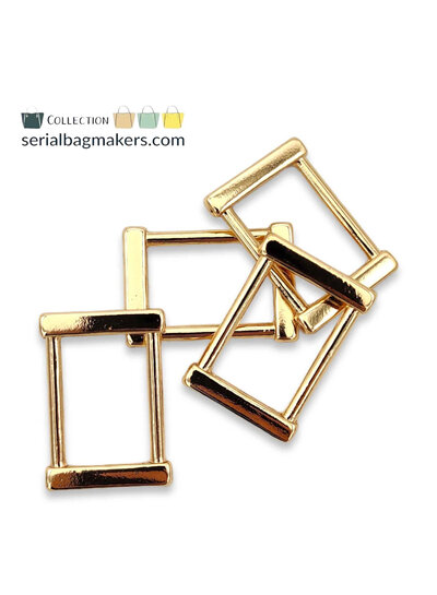 SBM rectangular ring - fancy - passant - 25 mm - warm gold