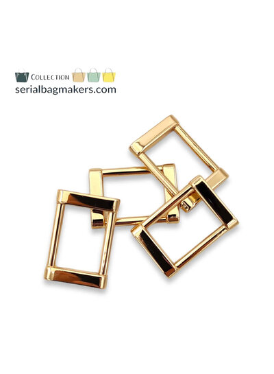 SBM rechthoekige ring - fancy - passant - 19 mm - warm goud