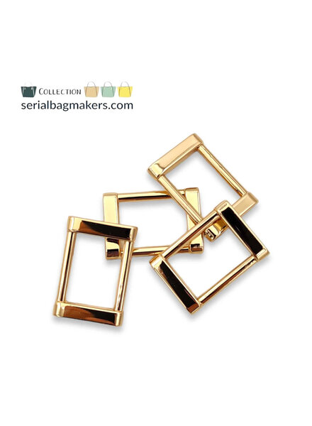 SBM rectangular ring - fancy - passant - 19 mm - warm gold