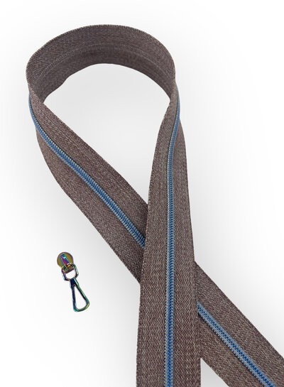 SBM spiral zipper burgundy melee with blue spiral #3 (excl. zipper pullers)