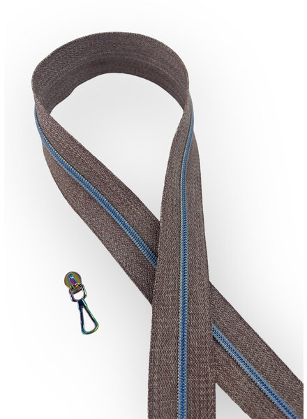 ZipperZoo spiral zipper burgundy melee with blue spiral #3 (excl. zipper pullers)