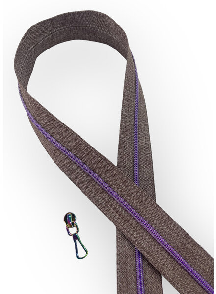 ZipperZoo spiral zipper burgundy melee with purple spiral #3 (excl. zipper pullers)